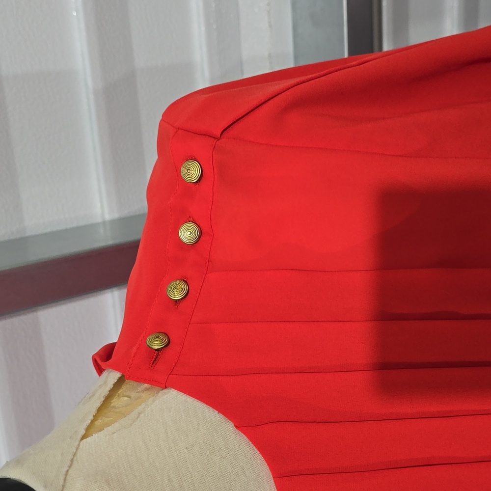 Elegant Redish‎ Orange Blouse with Gold Button Detail Size 14 - Picture 4 of 13